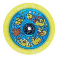 Колесо для ТРЮКОВОГО самоката Комета 110мм Уткипати (Желтый / Голубой)
