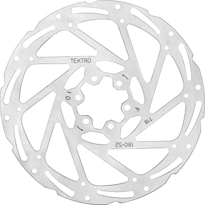 Тормозной диск Tektro TR180-52, 180mm, толщина 1,8mm, 6 болтов  Для 2-х поршневого суппорта Тормозной диск Tektro TR180-52, 180mm, толщина 1,8mm, 6 болтов  Для 2-х поршневого суппорта
