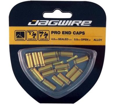 Наконечники оболочек тросов Jagwire 10х4,5мм, 6х5мм и тросов, золотые